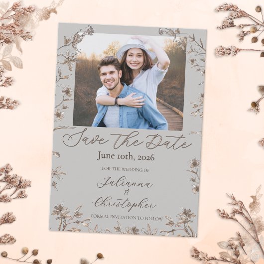 Rustieke Elegante Wilde Bloemen Script Foto Save The Date
