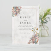 Rustieke Elegante Wildflower Wedding Kaart (Staand voorkant)