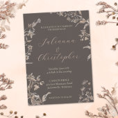 Rustieke Elegante Wildflowers Mocha Script Wedding Kaart