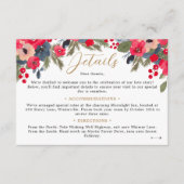 Rustieke Elegante Winter Bloemen Bruiloft details Informatiekaartje (Voorkant)