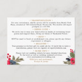 Rustieke Elegante Winter Bloemen Bruiloft details Informatiekaartje (Achterkant)