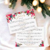 Rustieke Elegante Winter Bloemen Bruiloft details Informatiekaartje