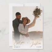 Rustieke Elegante Winter Bloemen foto chique bruil Bedankkaart (Achterkant)