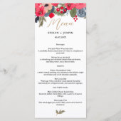 Rustieke Elegante Winter Bloemen Waterverf Bruilof Menu (Achterkant)