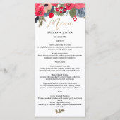 Rustieke Elegante Winter Bloemen Waterverf Bruilof Menu (Voorkant)