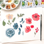 Rustieke Elegante Winter Bloemen Waterverf Bruilof RSVP Kaartje