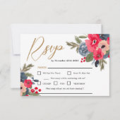 Rustieke Elegante Winter Bloemen Waterverf Bruilof RSVP Kaartje (Voorkant)