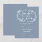 Rustieke Elegante Wissel de Datum Bloemige Uitgest Aankondigingskaart (Voorkant / Achterkant)