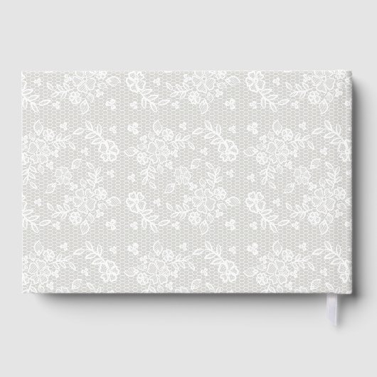 Rustieke Elegante Witte kant bruiloft Gastenboek (Achterkant)
