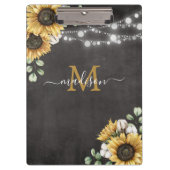 Rustieke Elegante Zonnebloem Eucalyptus Bloemen Zw Klembord (Voorkant)