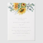 Rustieke Elegante Zonnebloem Eucalyptus Huwelijk Vellum Uitnodigingen (Voorkant)