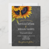 Rustieke elegante zonnebloem krijtbord bruiloft kaart (Voorkant)