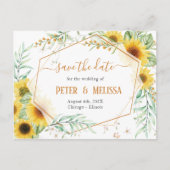 Rustieke Elegante Zonnebloem save the date Briefka Feestdagenkaart (Voorkant)