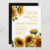 Rustieke Elegante Zonnebloemen 100e Verjaardag Kaart (Voorkant / Achterkant)