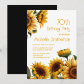 Rustieke Elegante Zonnebloemen 70e Verjaardag Kaart (Voorkant / Achterkant)