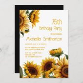 Rustieke Elegante Zonnebloemen 75e Verjaardag Kaart (Voorkant / Achterkant)