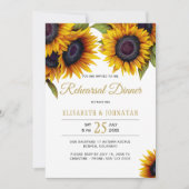 Rustieke elegante zonnebloemen bruiloft repetitie kaart (Voorkant)