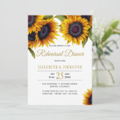 Rustieke elegante zonnebloemen bruiloft repetitie kaart (Staand voorkant)