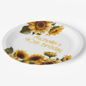 Rustieke Elegante Zonnebloemen Wit 90ste Verjaarda Papieren Bordje (Gekanteld)