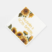 Rustieke Elegante Zonnebloemen Wit 90ste Verjaarda Servet (Hoek)