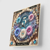 Rustieke elegantie: 5e Jubileum Floral Tribute Vierkante Klok (Hoek)