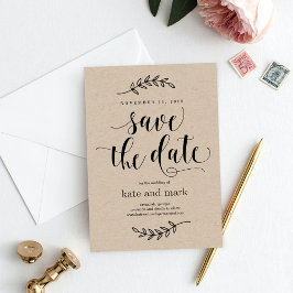Rustieke Elegantie BEWERKBARE KLEUR Save The Date  Bedankkaart