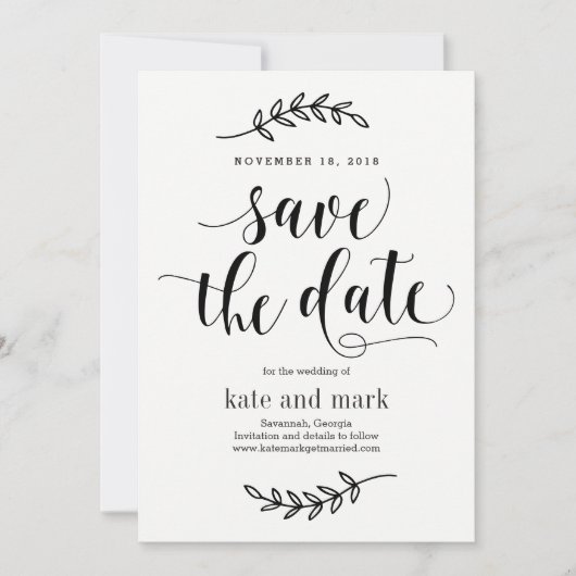Rustieke Elegantie BEWERKBARE KLEUR Save The Date  Kaart (Voorkant)