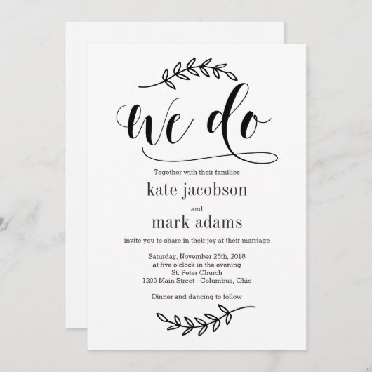 Rustieke Elegantie BEWERKBARE KLEUR Trouw Uitnodig Bedankkaart (Voorkant / Achterkant)