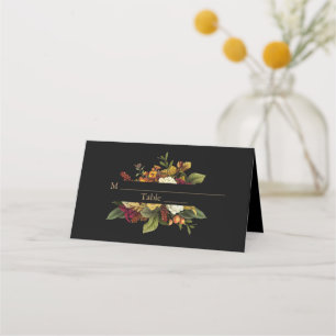 Rustieke Elegantie Bloemen Boeket Bruiloft Zwart Plaatskaartje