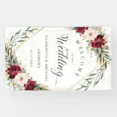 Rustieke Elegantie Bloemen, Goud-Geometrisch, Brui Spandoek (Horizontaal)