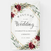 Rustieke Elegantie Bloemen, Goud-Geometrisch, Brui Spandoek (Verticaal)