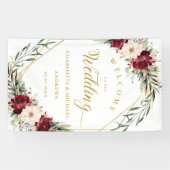 Rustieke Elegantie Bloemen, Goud-Geometrisch, Brui Spandoek (Horizontaal)