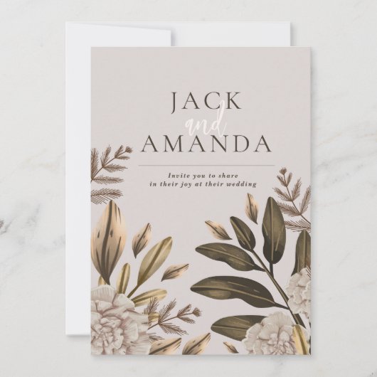 Rustieke Elegantie Bloemen Klassieke Huwelijksuitn Kaart (Voorkant)