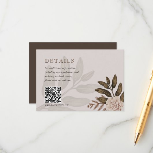 Rustieke Elegantie Bloemen Wedding Enclosure kaart (Voorkant / Achterkant in situ)