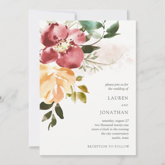 Rustieke Elegantie | Bloemenbruiloft Kaart (Voorkant)