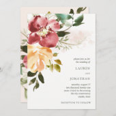 Rustieke Elegantie | Bloemenbruiloft Kaart (Voorkant / Achterkant)