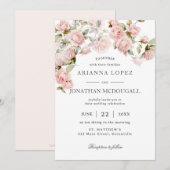Rustieke Elegantie Blush Roze Rozen Bloemen Bruilo Kaart (Voorkant / Achterkant)