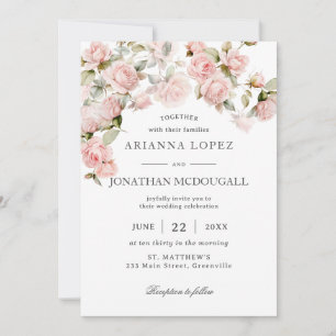 Rustieke Elegantie Blush Roze Rozen Bloemen Bruilo Kaart