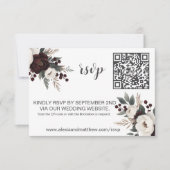 Rustieke Elegantie Bourgogne Bloemen RSVP Kaartje (Voorkant)