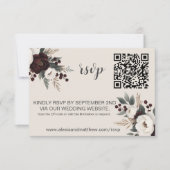 Rustieke Elegantie Bourgogne & Crème Bloemen RSVP Kaartje (Voorkant)