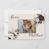 Rustieke Elegantie Bourgogne & Crème Bloemen RSVP Kaartje (Achterkant)