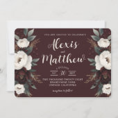 Rustieke Elegantie Bourgondië Bloemen Huwelijk Kaart (Voorkant)