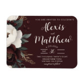 Rustieke Elegantie Bourgondië Bloemen Huwelijk Magneet (Horizontaal)