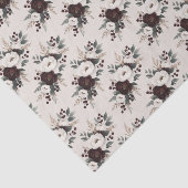 Rustieke Elegantie Bourgondië Bloemen Huwelijk Tissuepapier (Detail)