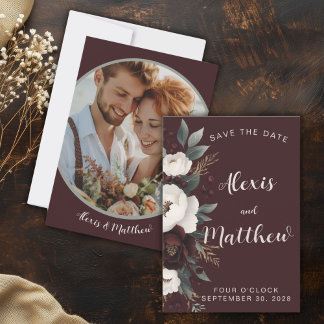 Rustieke Elegantie Bourgondische Bloemen Save The  Date
