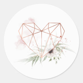 Rustieke Elegantie Bronzen Geometrisch Hart Trouws Ronde Sticker
