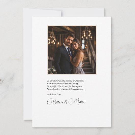 Rustieke Elegantie Bronzen Geometrische Bloemen Hu Bedankkaart (Achterkant)