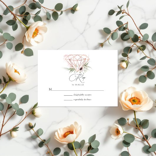 Rustieke Elegantie Bronzen Geometrische Diamant We RSVP Kaartje