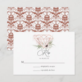 Rustieke Elegantie Bronzen Geometrische Diamanten RSVP Kaartje