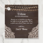 Rustieke Elegantie Bruiloft Welkomstgeschenk Label (Voorkant)